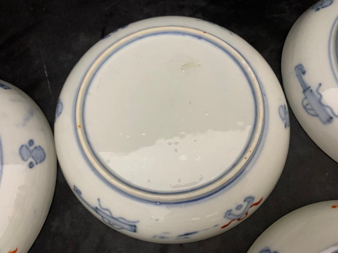 古伊万里　六寸皿　径18㎝　色絵金彩　器　5枚