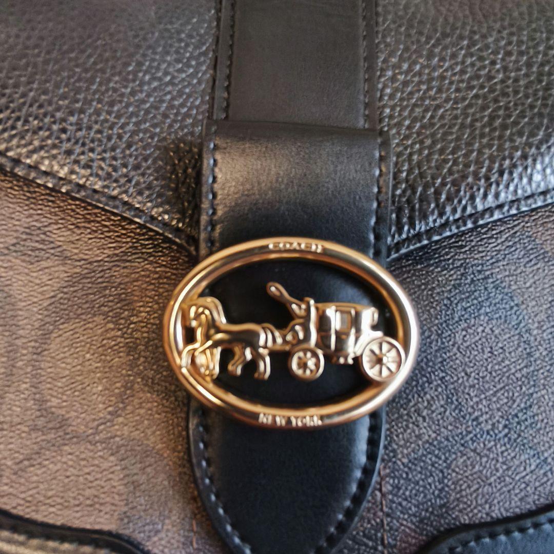COACH ジョージー サドルバッグ シグネチャー 2way 黒
