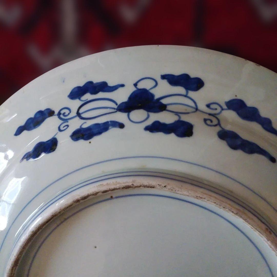 希少　珍品　 古伊万里 有田官窯　青磁染付大皿　特大皿　口径約44cm　有田焼