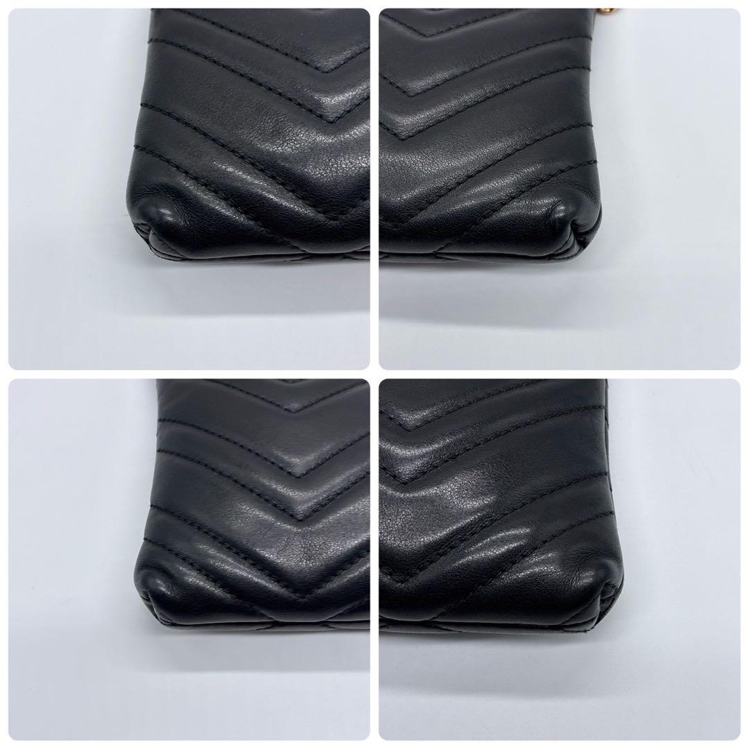 グッチ GGマーモント チェーンウォレット 黒 ゴールド金具 443447