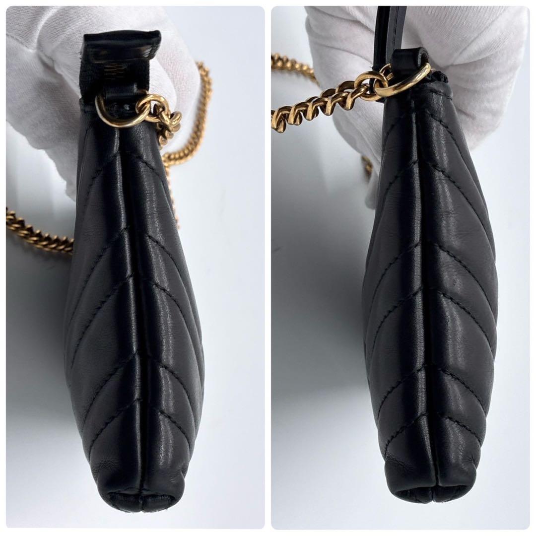 グッチ GGマーモント チェーンウォレット 黒 ゴールド金具 443447