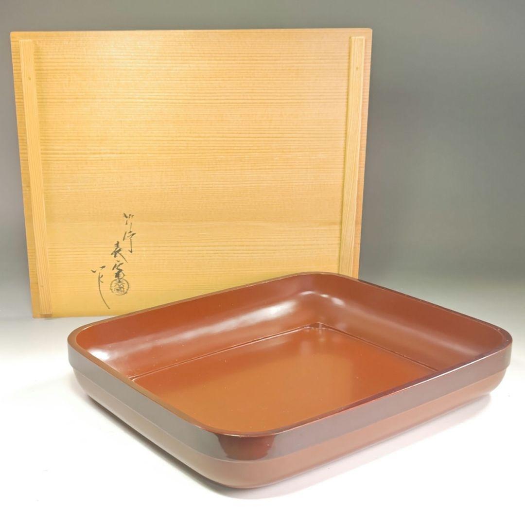 ウ292 莨盆『塗師　川瀬表完作』『行李蓋　真塗　煙草盆　共箱』漆塗　茶道具