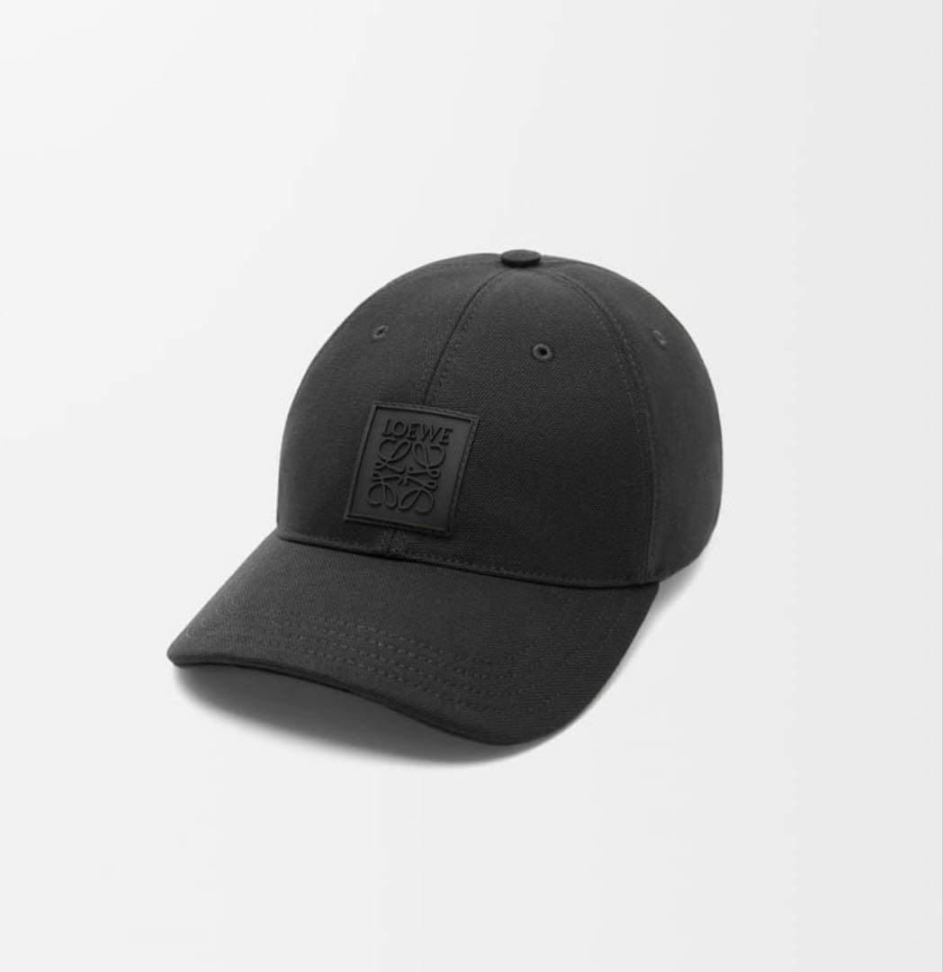 LOEWE ブラック アナグラム キャンバス ベースボールキャップ