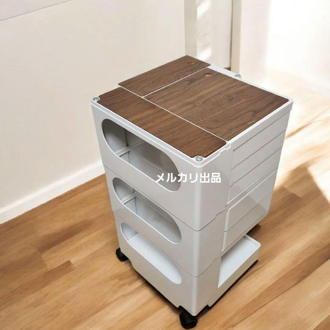 ボビーワゴン B-LINE 3段5トレイ　白　インナートレー２点　天板3ピース