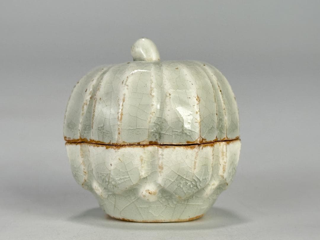 中国美術　宋時代　青白磁　影青　瓜形香合　蓋物　茶道具　時代　唐物　古物　古玩