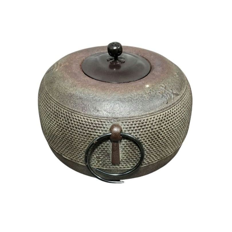 炉釜（炉用釜）園城寺釜　菊池政光作　釜鐶付き　茶器/茶道具