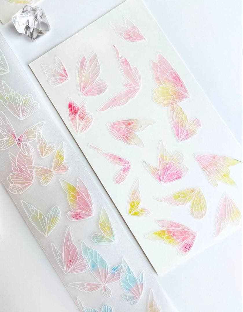 【9071】海外　マスキングテープ　6m巻　PETラメ加工+カッティング　蝶々