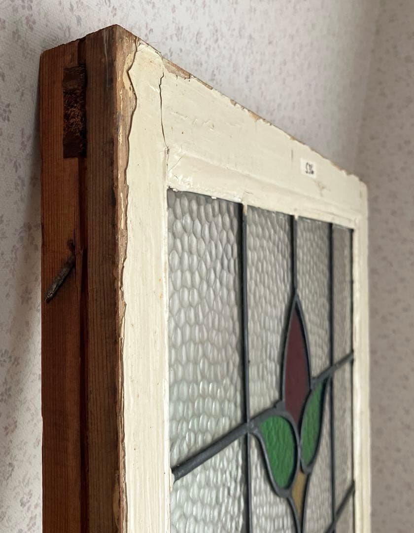 アンティークステンドグラス＊レトロビンテージ古い飾り窓ガラスカントリー建材