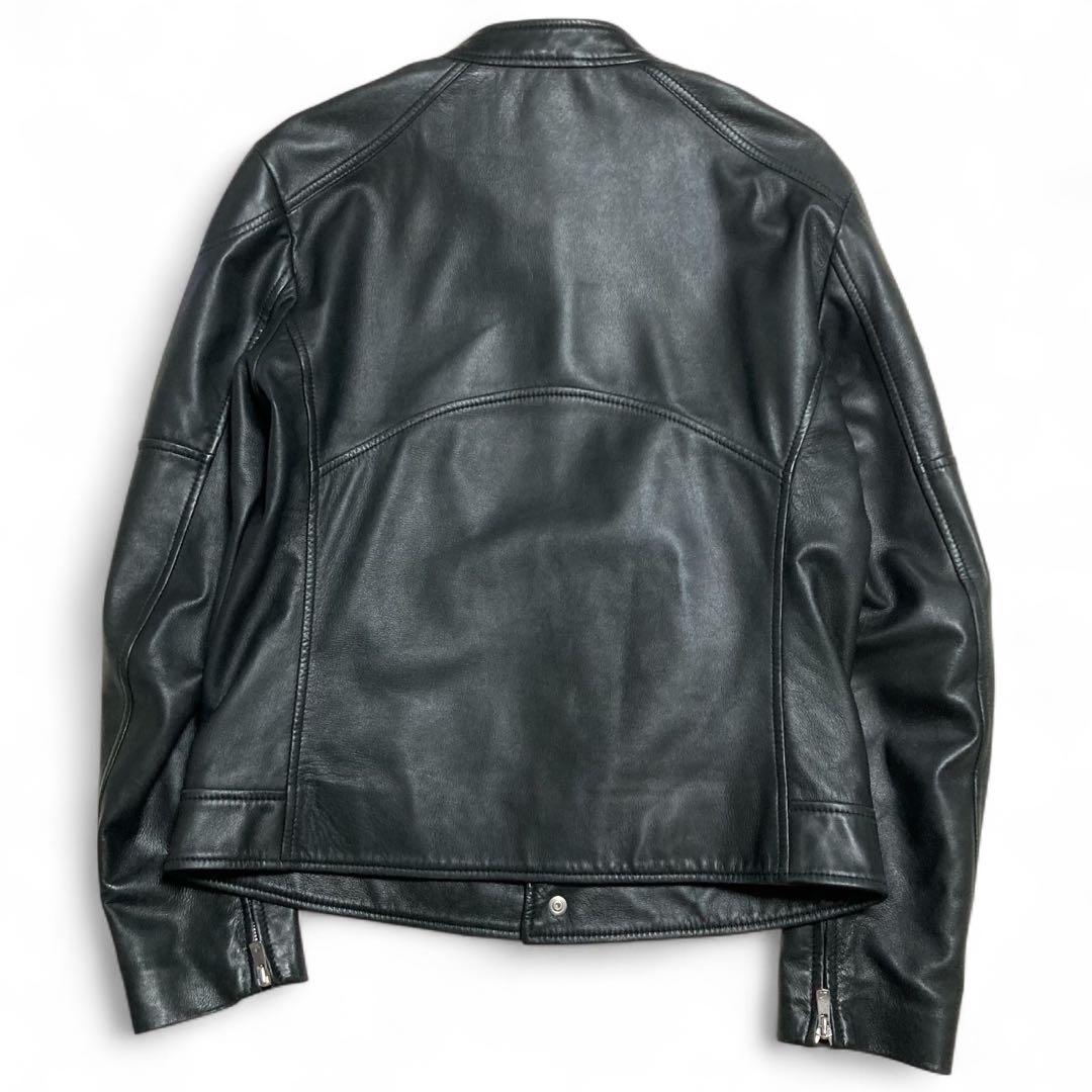 美品★クアトロッキ ビームス ラムレザー シングルライダース ダブルジップ 黒