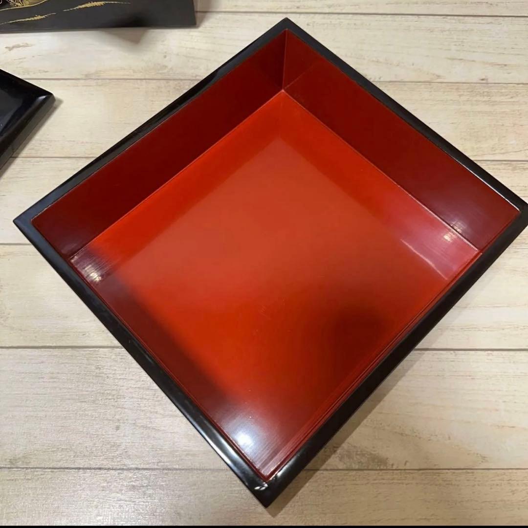 美術品アンティークコレクション 工芸品 輪島塗重箱五段重 重箱 沈金蒔絵 木箱入