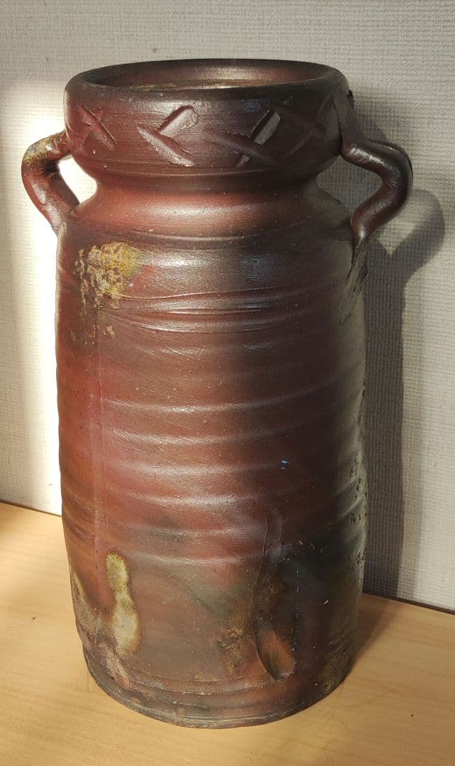 値下げ中！　極上　存在感ある備前焼　花器　銘あり　骨董 #生け花