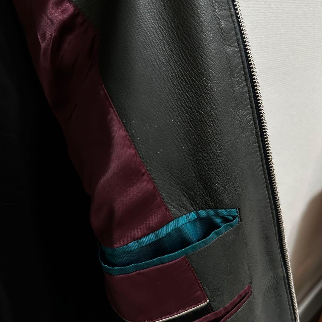 ポールスミス レザージャケット ハイネック M ラムレザー モスグリーン