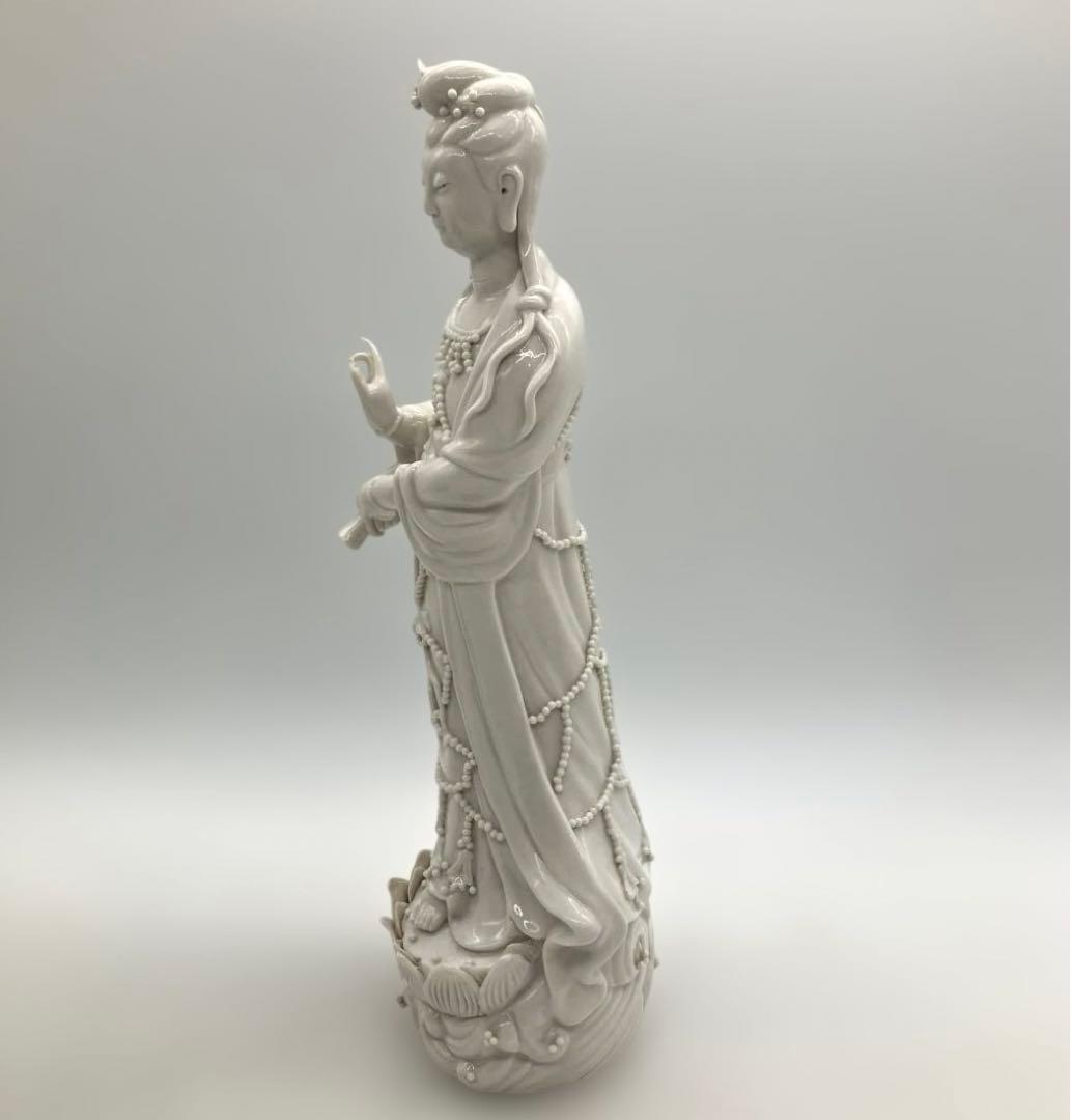 中国美術 白磁觀音 観音菩薩立像 高さ約30cm 徳化窯 ヴィンテージ