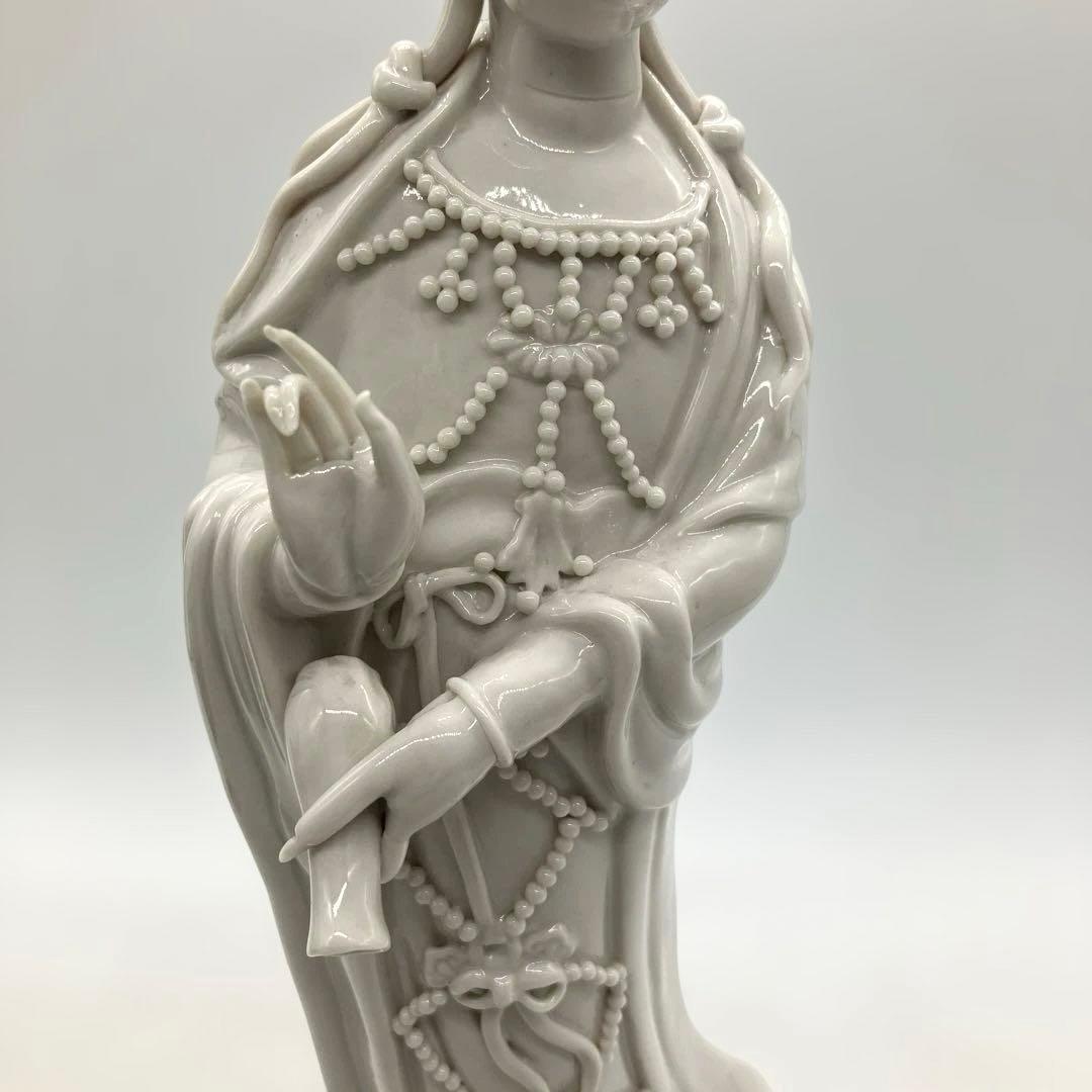 中国美術 白磁觀音 観音菩薩立像 高さ約30cm 徳化窯 ヴィンテージ