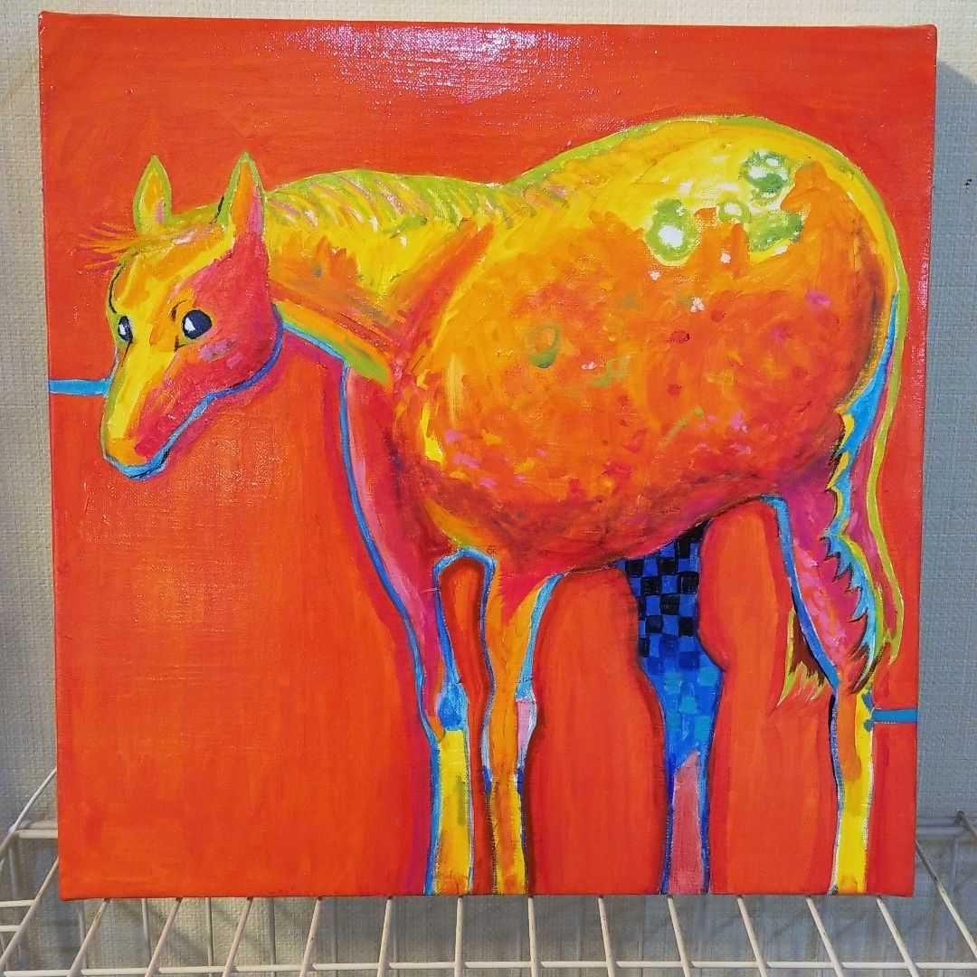 油絵　専用　だいたい色に輝く幸運の馬