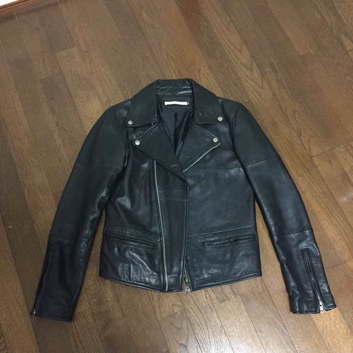 ハードカバーレザーダブルライダースジャケット羊革黒