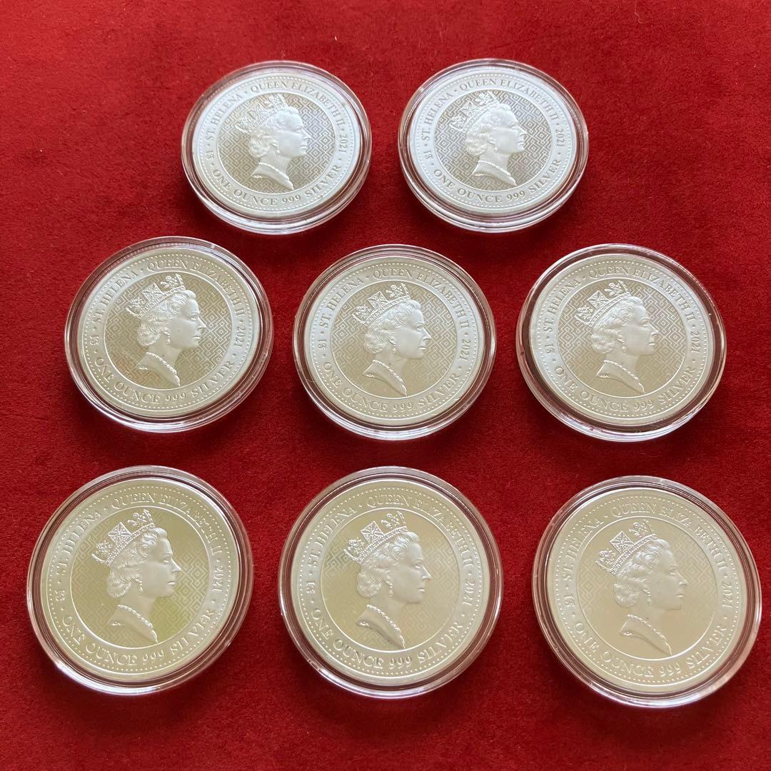 8枚◇アメリカ「セントヘレナ 女王の美徳・勝利 」1オンス 銀貨