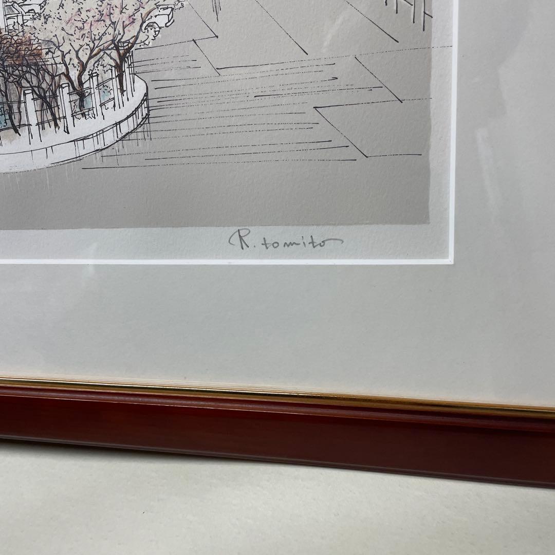 富田利吉郎 門司港駅「桜花」 版画 102/150