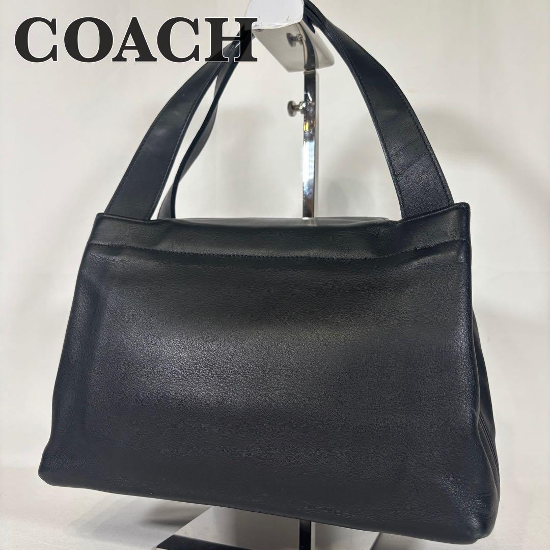 美品 コーチ オールドコーチ ハンドバッグ テラスバッグ ミニ レザー ブラック