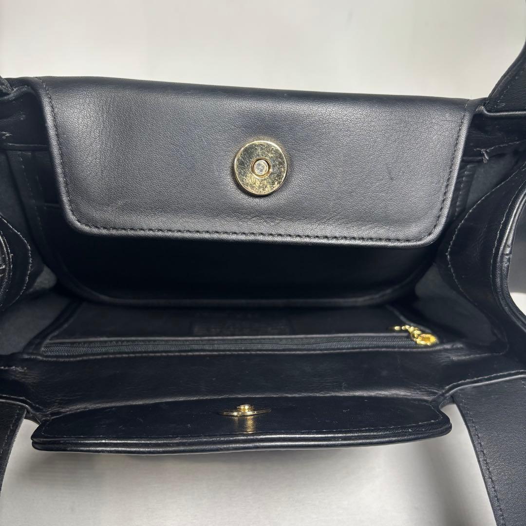 美品 コーチ オールドコーチ ハンドバッグ テラスバッグ ミニ レザー ブラック