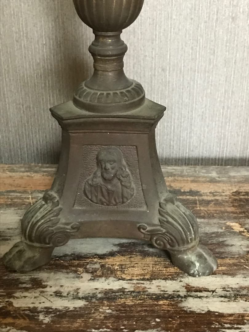 フランス　アンティーク　ブロンズ　キャンドルスタンド　燭台　ペア