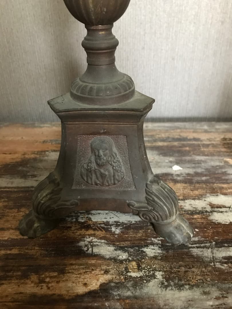 フランス　アンティーク　ブロンズ　キャンドルスタンド　燭台　ペア