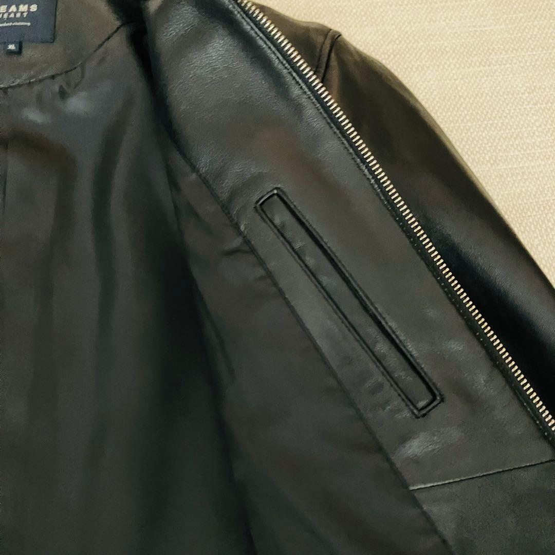 【美品】ビームスハート ライダースジャケット シングル ラムレザー 黒 XL
