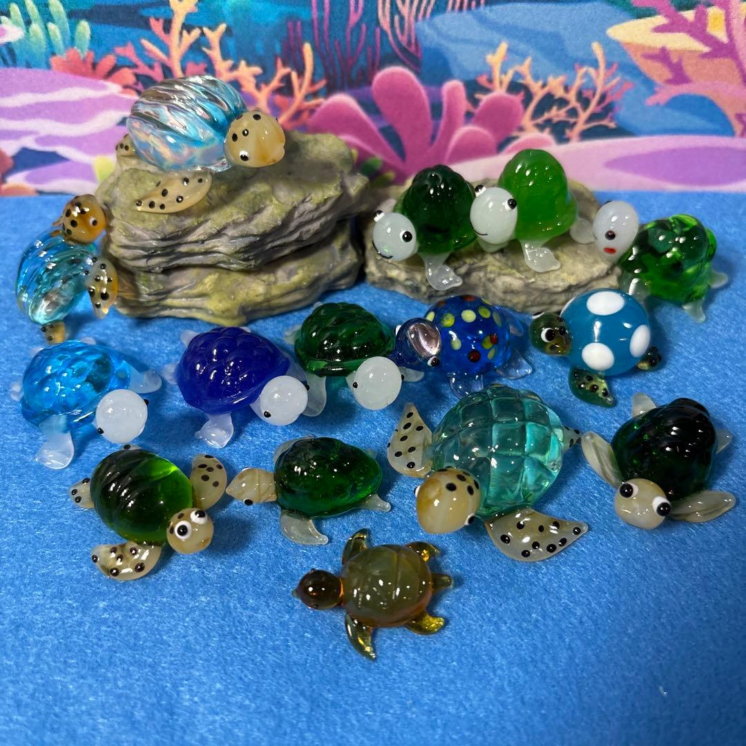 ウミガメ　ガラス細工　ミニチュア