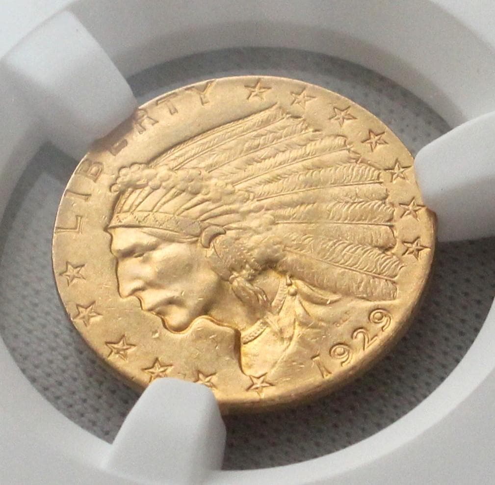 ハイジさん専用1929年 米国 インディアンヘッド＄2.5金貨 NGC MS61