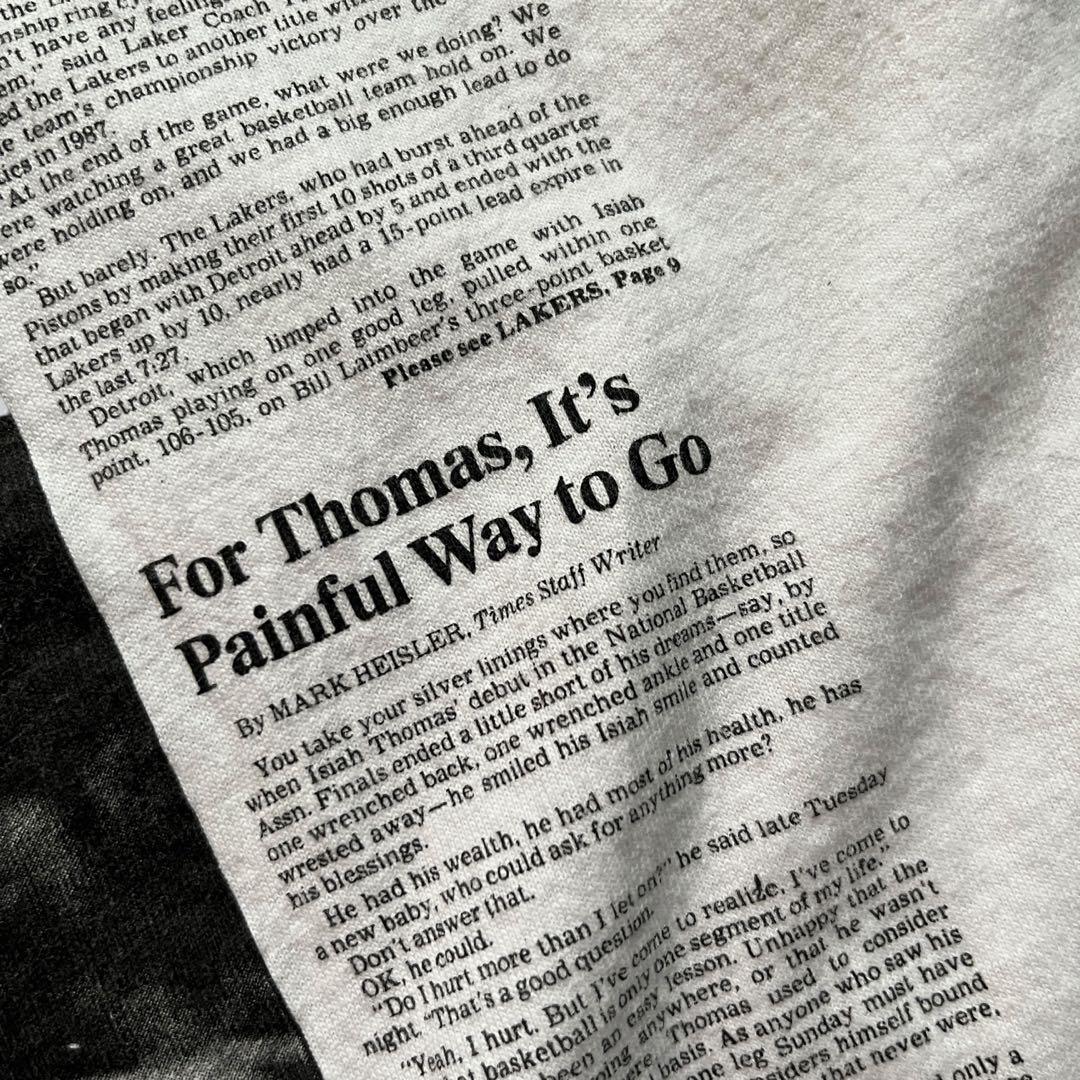 【80s】USA製NBAレイカーズ ニュースペーパーTシャツ　シングルステッチ