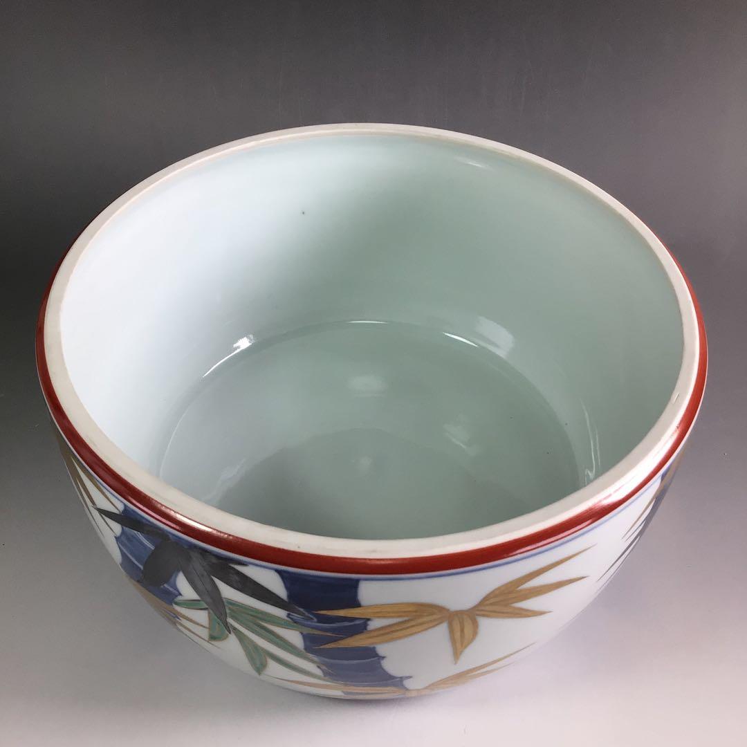 Ｒ６５３　水指　『平安　西村徳泉造』『替蓋』『金彩竹文』『平水指』　共箱　茶道具