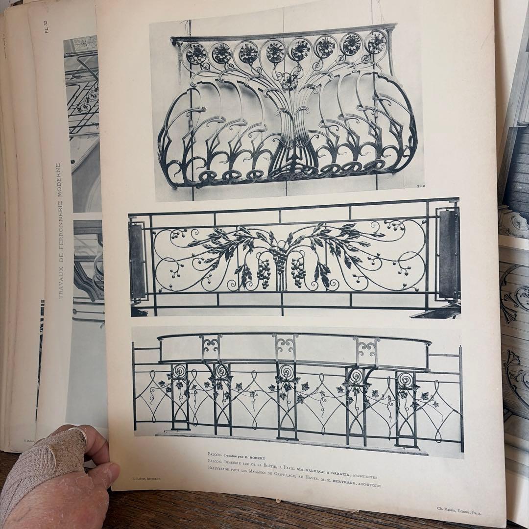 フランスアンティーク　鉄　扉　デザイン　建築　設計　カタログ　古書　希少