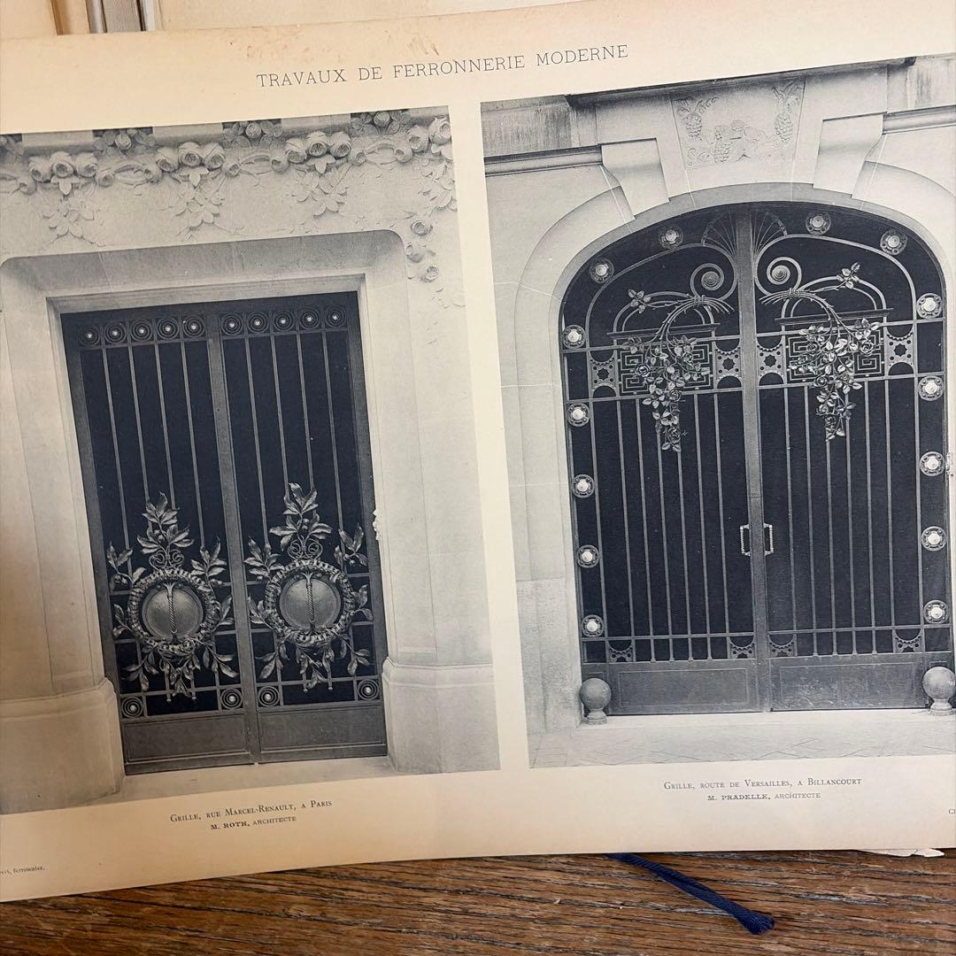 フランスアンティーク　鉄　扉　デザイン　建築　設計　カタログ　古書　希少