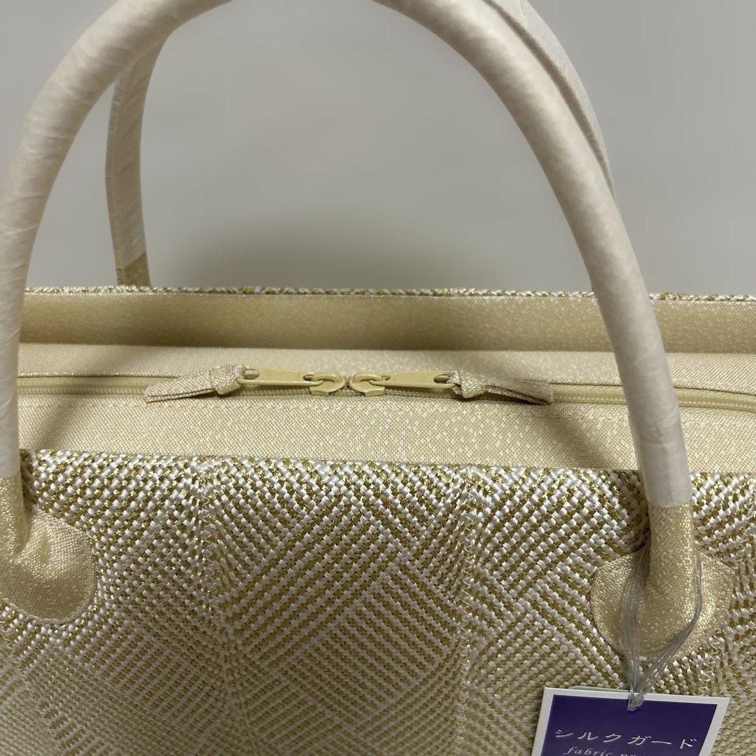 バック バッグ 和装バッグ あおりバッグ 利休バッグ 着物に 組織り 薄金色