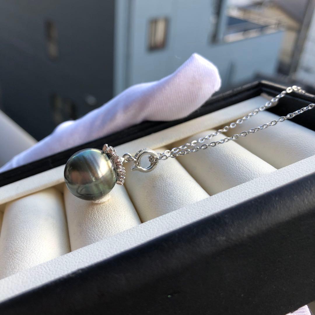 年末感謝価格　特大　黒蝶真珠ネックレス　タヒチ産