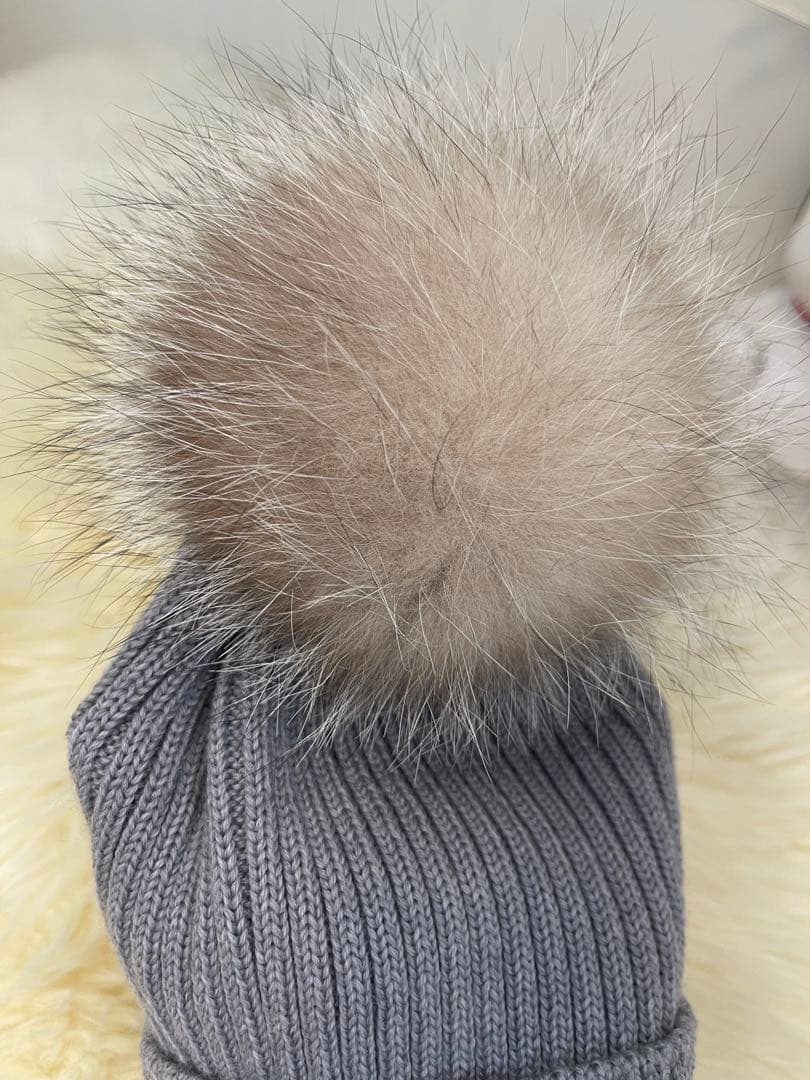 モンクレール　MONCLER フォックスファー　ニット帽　キッズ