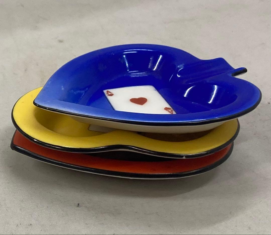 B425s「トランプ図変り皿 3枚」オールドノリタケ　クラブ　スペード　ハート