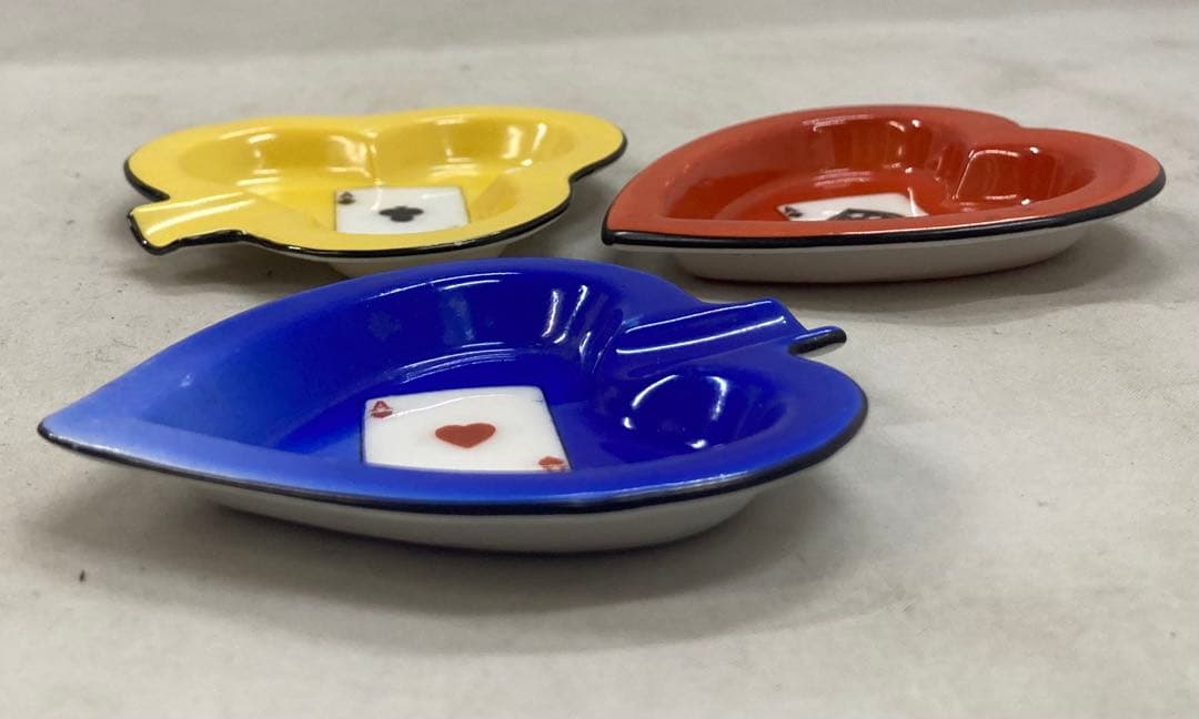 B425s「トランプ図変り皿 3枚」オールドノリタケ　クラブ　スペード　ハート