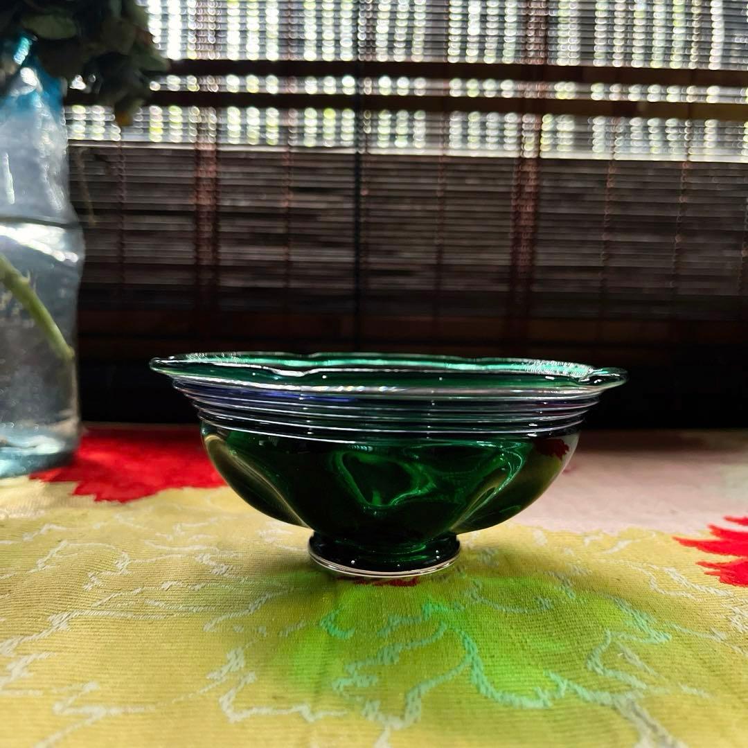 骨董　現代アート　北洋硝子　秋村実　作品　紫千巻　輪花碗　氷コップ　１客